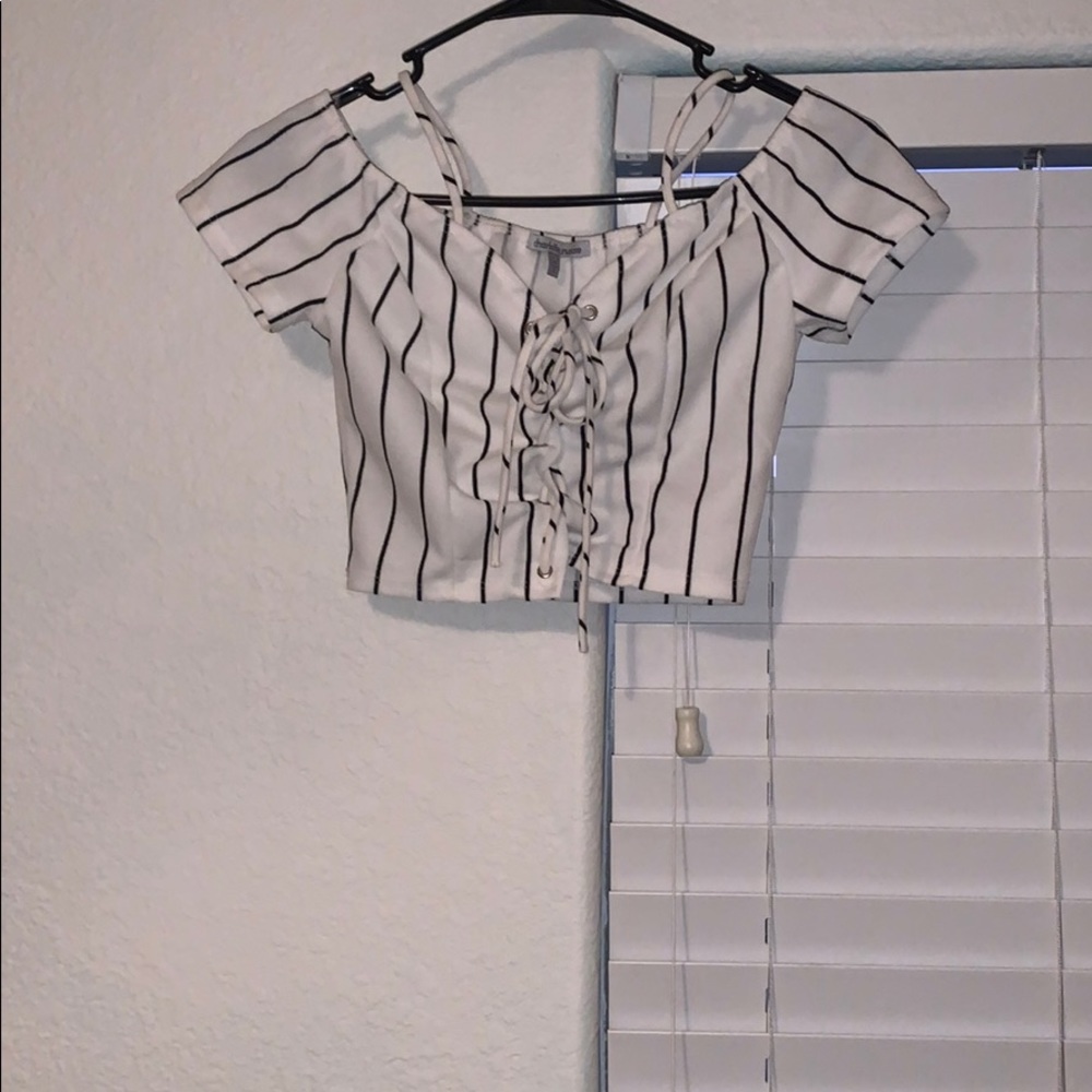 Charlotte Russe black and white striped shirt